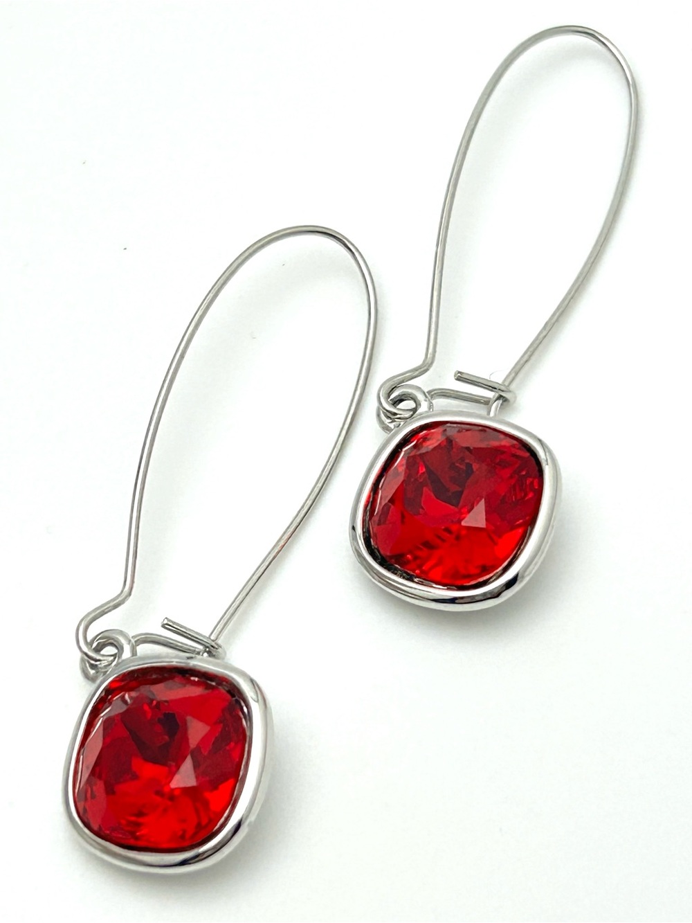 Swarovski Crystal Red Wire Drop Earrings